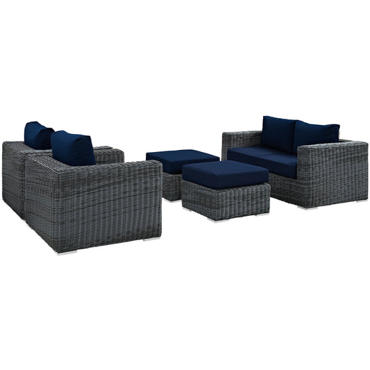 Invocation 5-Piece Alfresco Sunbrella® Sectional Set, Canvas Navy