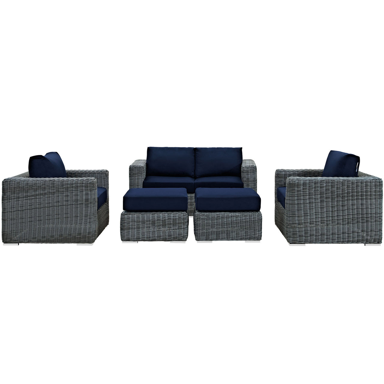 Invocation 5-Piece Alfresco Sunbrella® Sectional Set, Canvas Navy