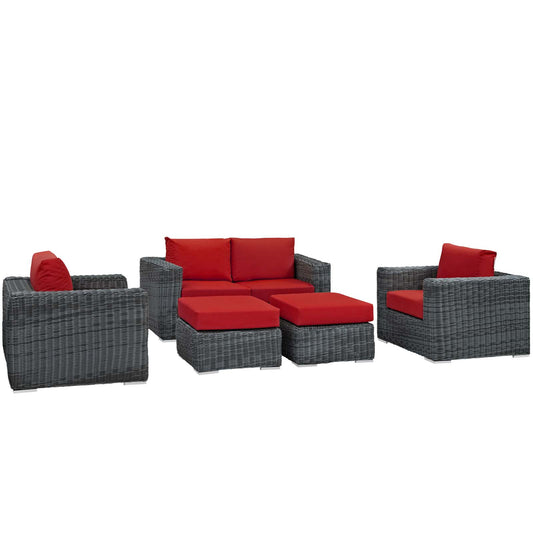 Invocation 5-Piece Alfresco Sunbrella® Sectional Set, Canvas Red