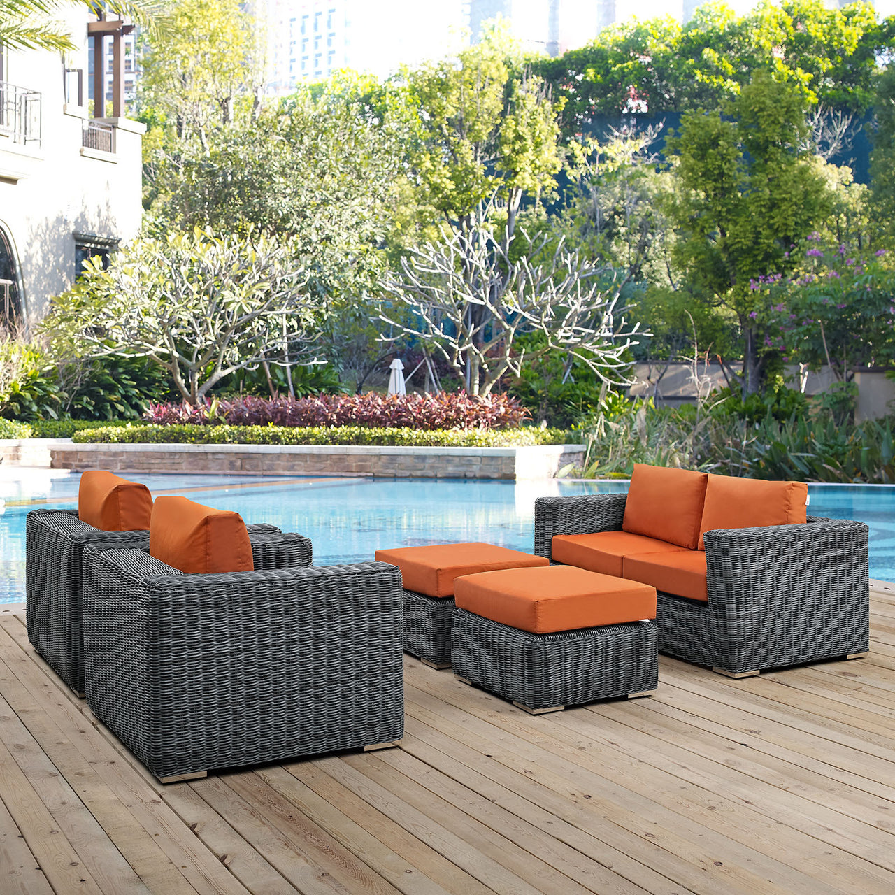 Invocation 5-Piece Alfresco Sunbrella® Sectional Set, Canvas Tuscan