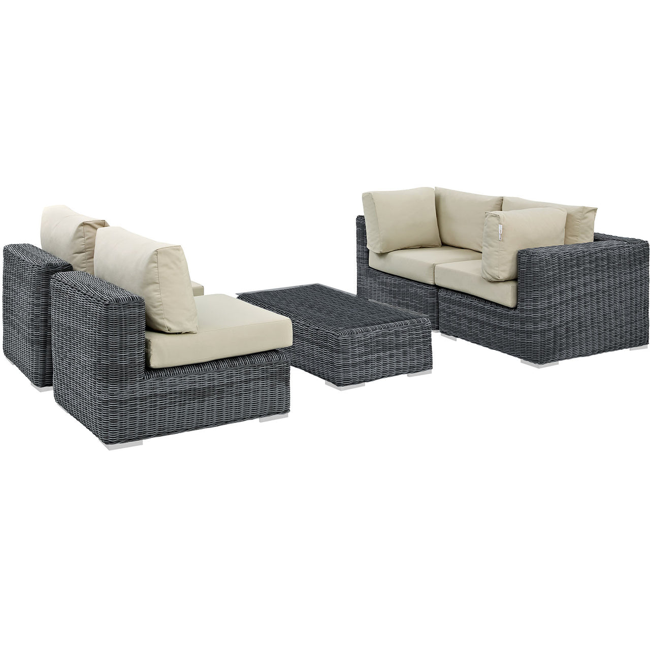 Invocation 5-Piece Alfresco Sunbrella® Sectional Set, Canvas Antique Beige