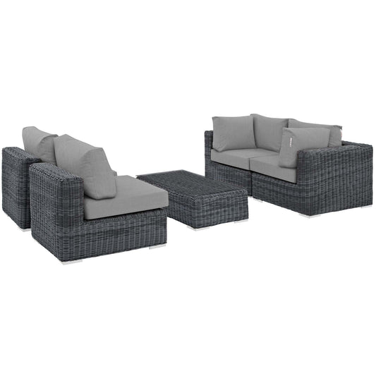 Invocation 5-Piece Alfresco Sunbrella® Sectional Set, Canvas Gray