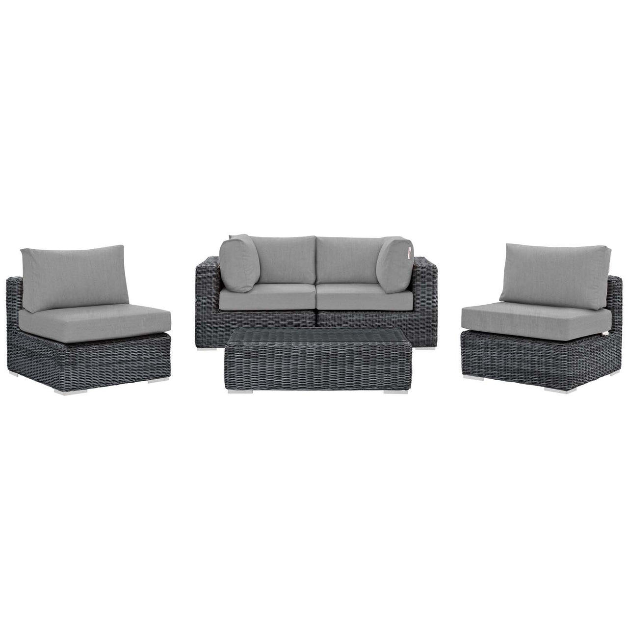 Invocation 5-Piece Alfresco Sunbrella® Sectional Set, Canvas Gray
