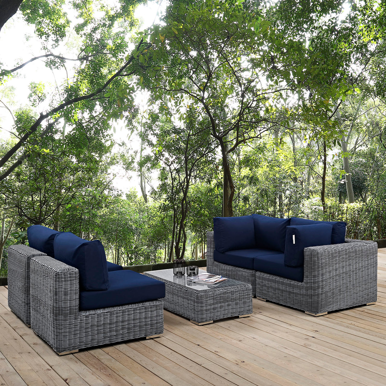 Invocation 5-Piece Alfresco Sunbrella® Sectional Set, Canvas Navy