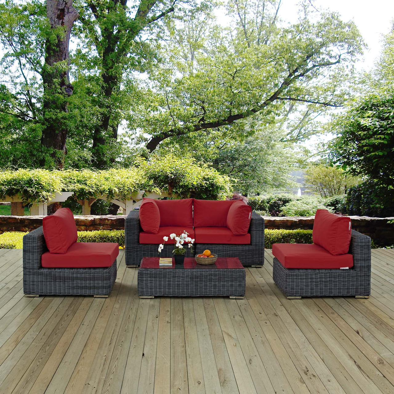 Invocation 5-Piece Alfresco Sunbrella® Sectional Set, Canvas Red