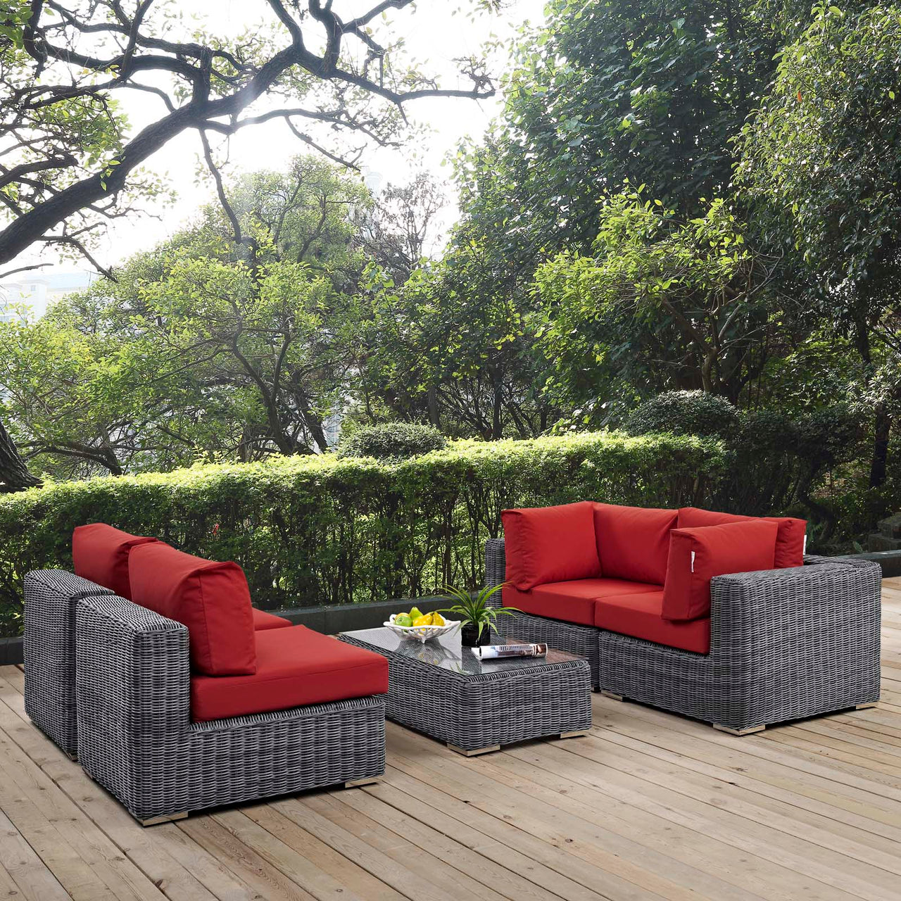 Invocation 5-Piece Alfresco Sunbrella® Sectional Set, Canvas Red
