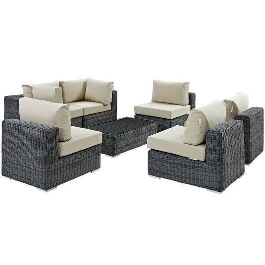 Invocation 7-Piece Alfresco Sunbrella® Sectional Set, Canvas Antique Beige
