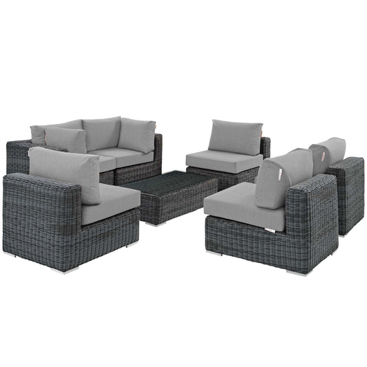 Invocation 7-Piece Alfresco Sunbrella® Sectional Set, Canvas Gray