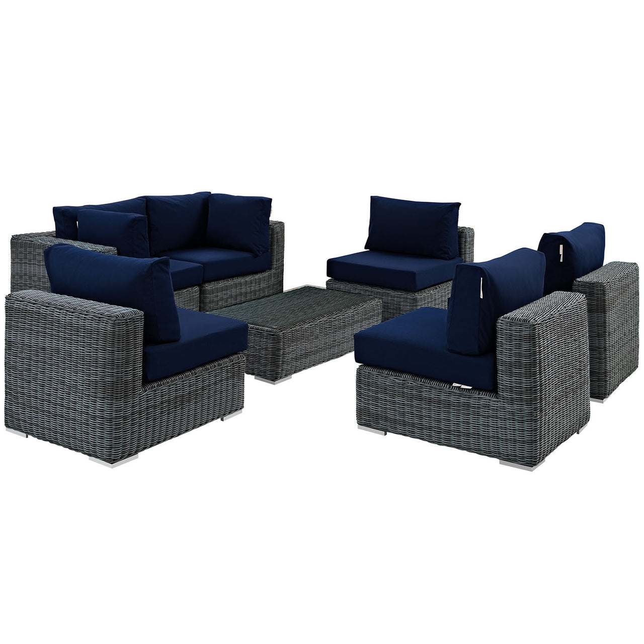 Invocation 7-Piece Alfresco Sunbrella® Sectional Set, Canvas Navy