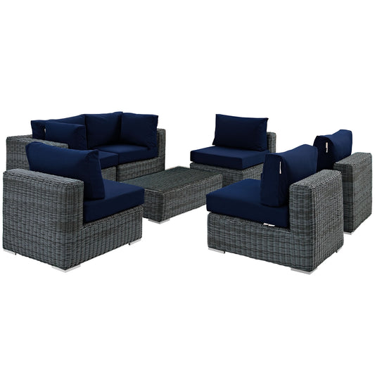 Invocation 7-Piece Alfresco Sunbrella® Sectional Set, Canvas Navy