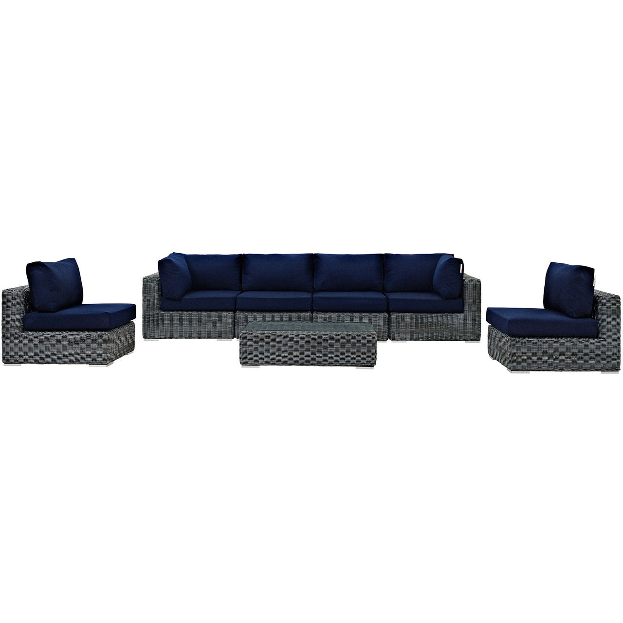 Invocation 7-Piece Alfresco Sunbrella® Sectional Set, Canvas Navy