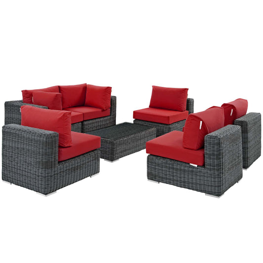 Invocation 7-Piece Alfresco Sunbrella® Sectional Set, Canvas Red