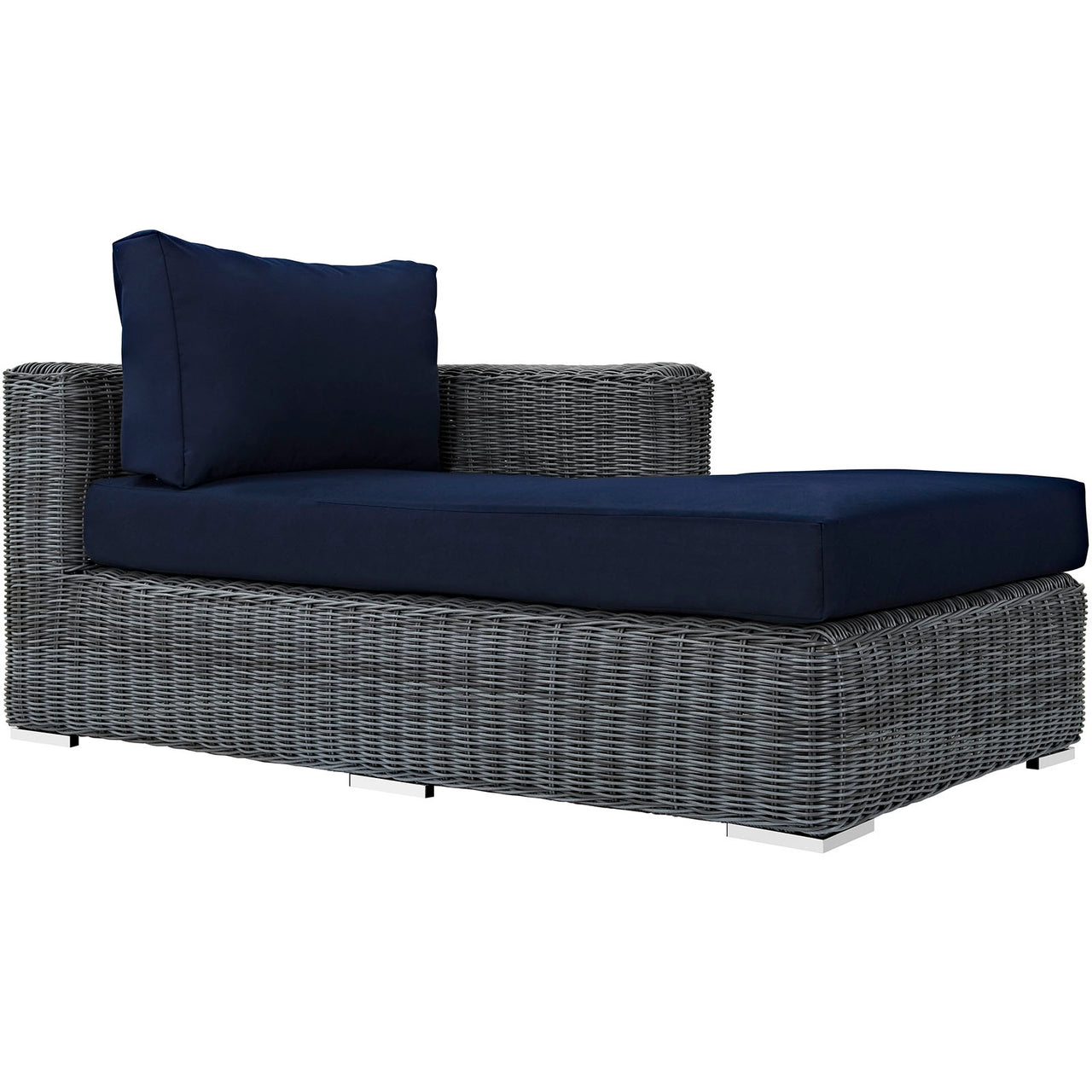 Summon 5 Piece Outdoor Patio Sunbrella® Sectional Set, Canvas Navy