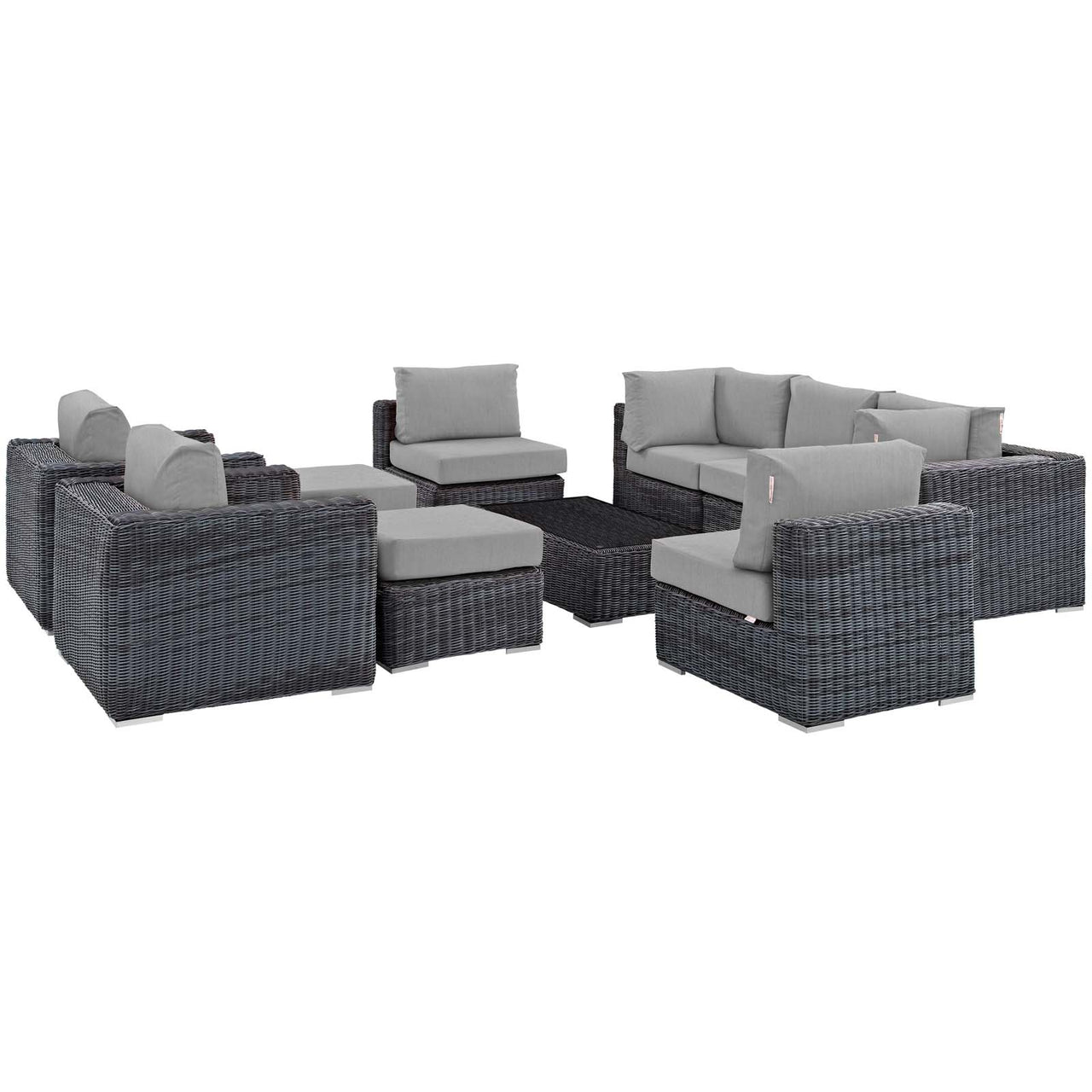 Invocation 10-Piece Alfresco Sunbrella® Sectional Set, Canvas Gray