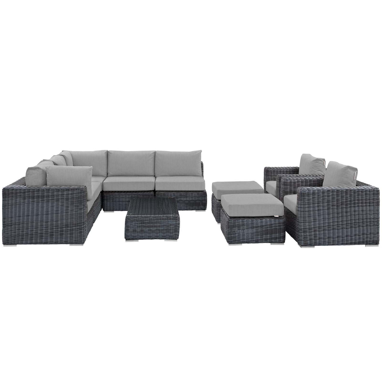 Invocation 10-Piece Alfresco Sunbrella® Sectional Set, Canvas Gray