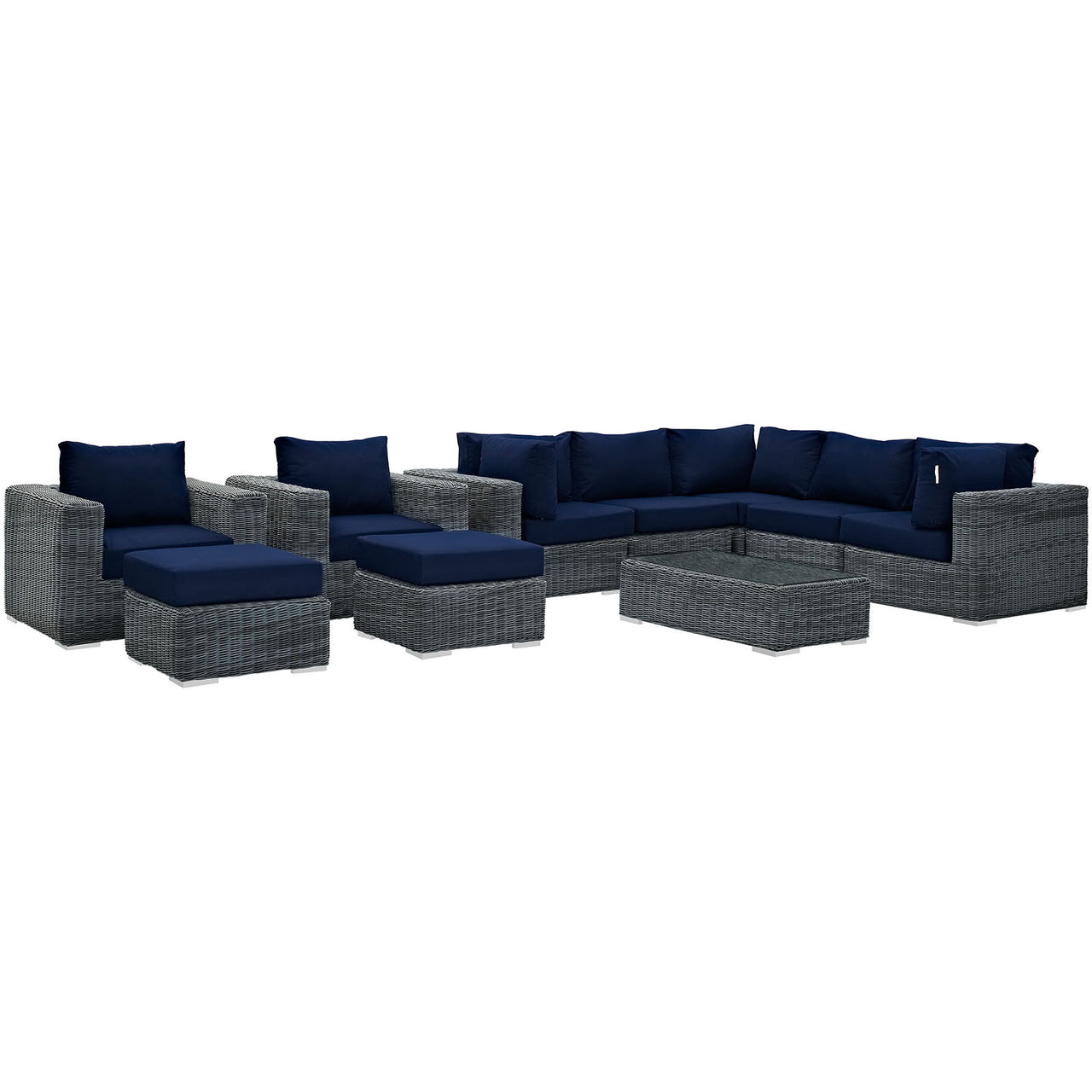 Invocation 10-Piece Alfresco Sunbrella® Sectional Set, Canvas Navy