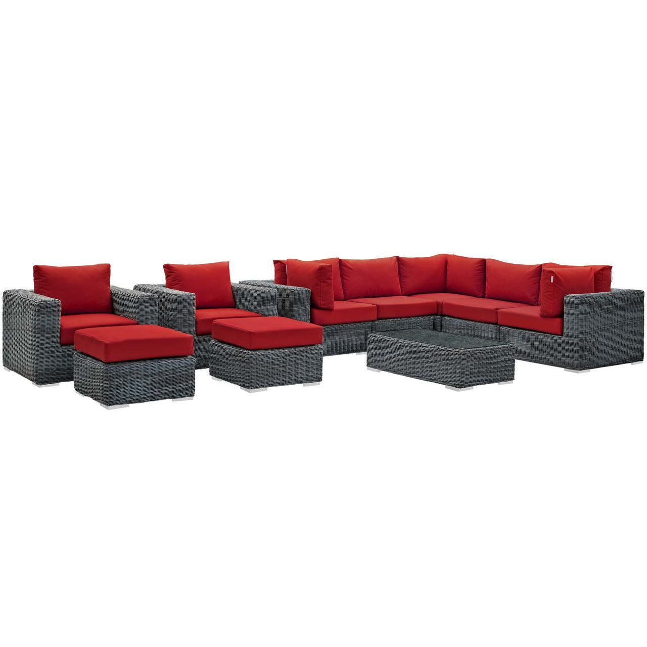 Invocation 10-Piece Alfresco Sunbrella® Sectional Set, Canvas Red