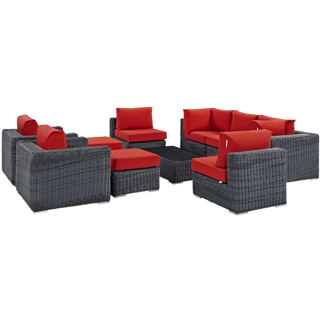 Invocation 10-Piece Alfresco Sunbrella® Sectional Set, Canvas Red