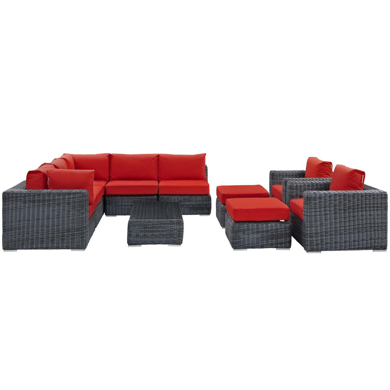 Invocation 10-Piece Alfresco Sunbrella® Sectional Set, Canvas Red