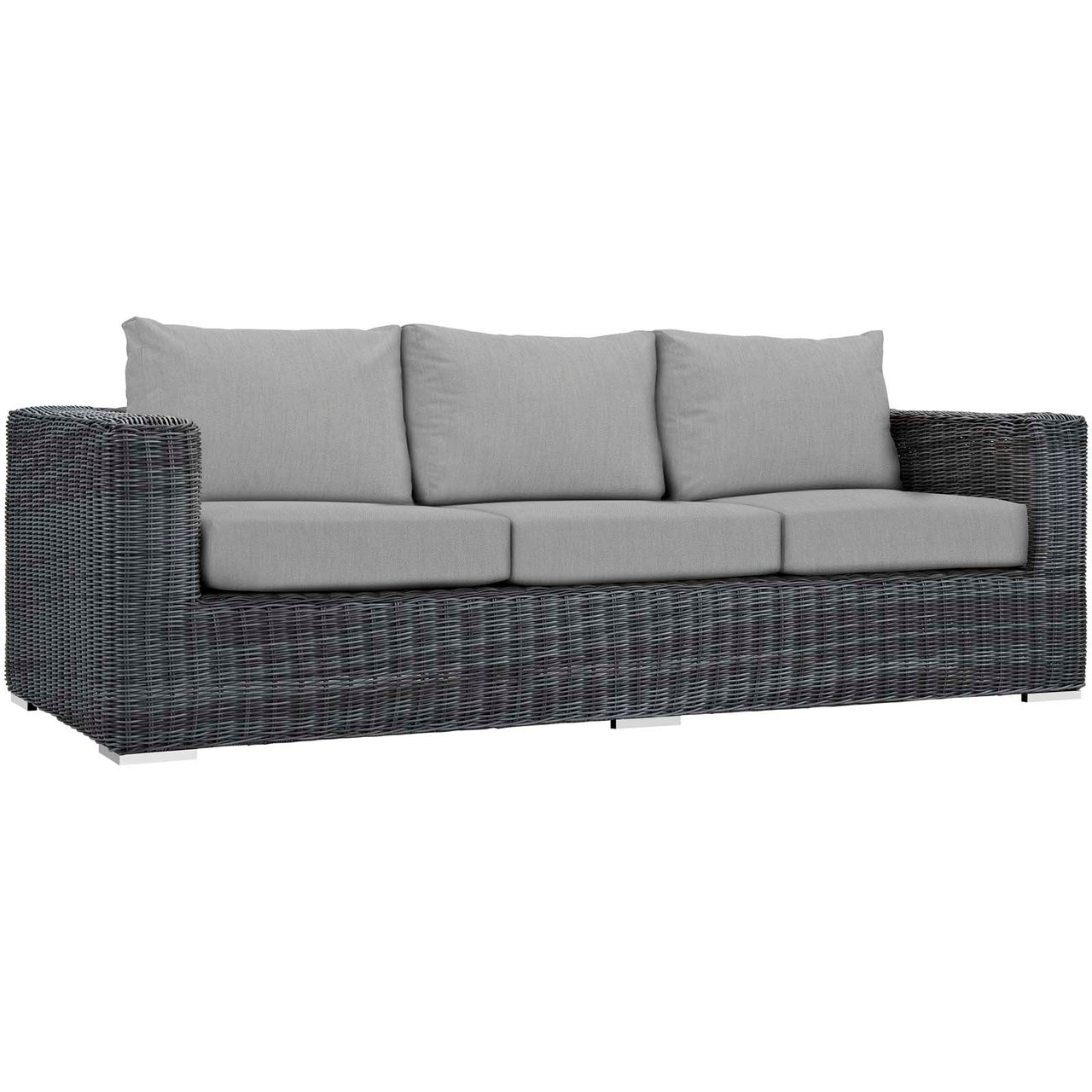 Summon 3 Piece Outdoor Patio Sunbrella® Sectional Set, Canvas Gray