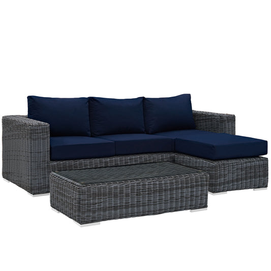 Invocation 3-Piece Alfresco Sunbrella® Sectional Set, Canvas Navy