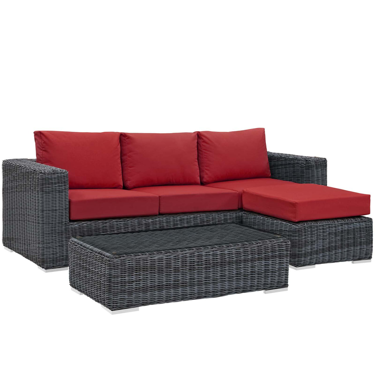 Invocation 3-Piece Alfresco Sunbrella® Sectional Set, Canvas Red