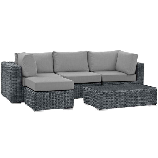 Invocation 5-Piece Alfresco Sunbrella® Sectional Set, Canvas Gray