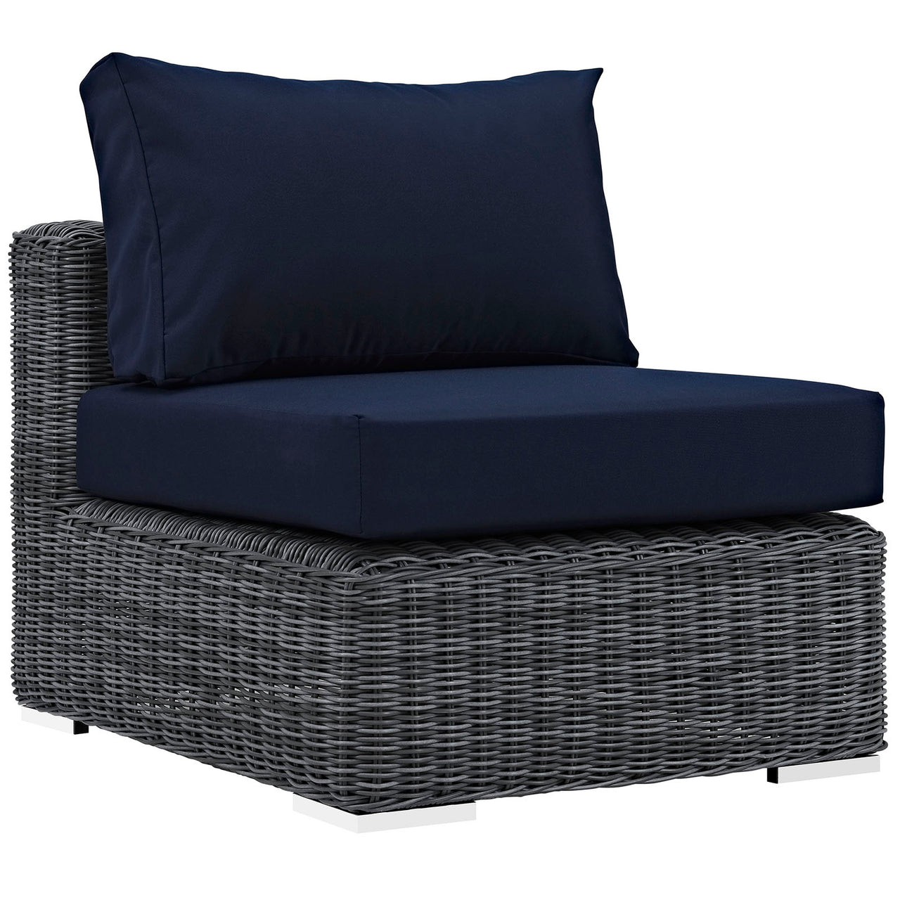 Summon 5 Piece Outdoor Patio Sunbrella® Sectional Set, Canvas Navy