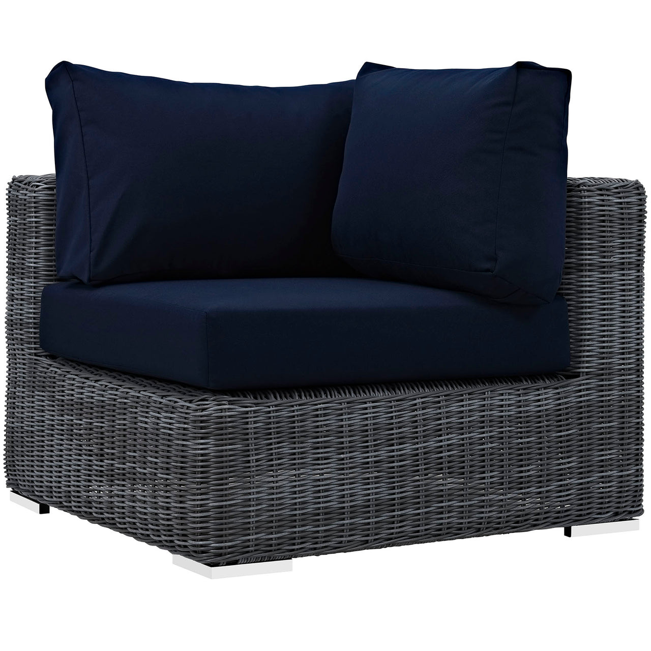Summon 5 Piece Outdoor Patio Sunbrella® Sectional Set, Canvas Navy