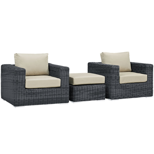 Invocation 3-Piece Alfresco Sunbrella® Sectional Set, Canvas Antique Beige