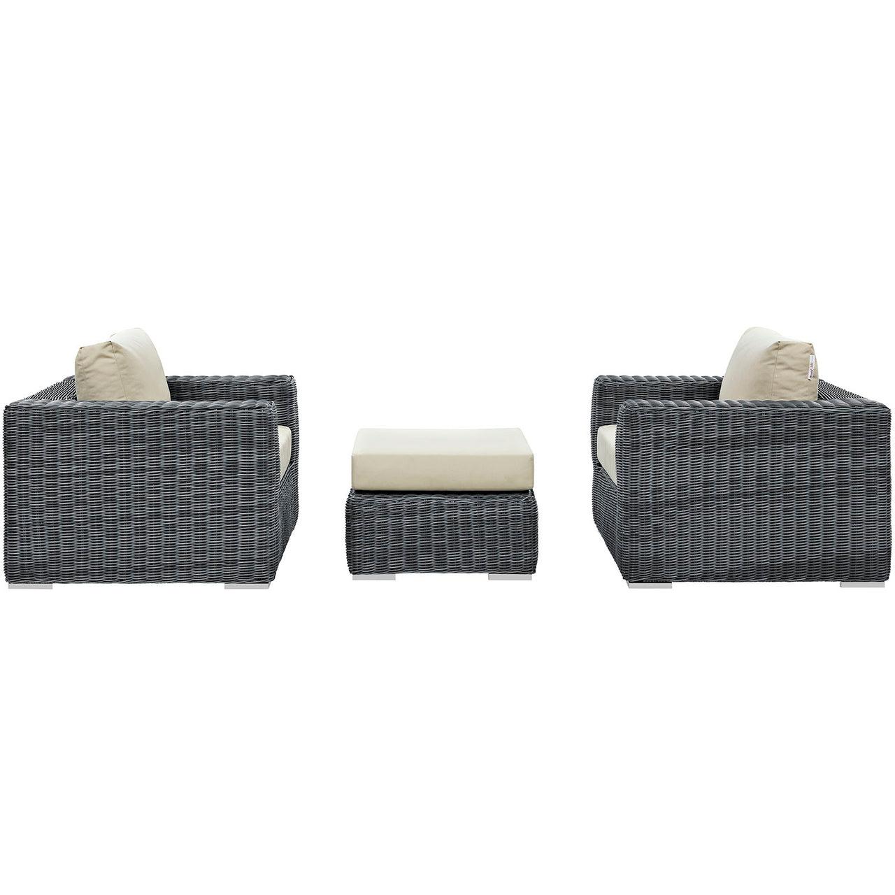 Summon 3 Piece Outdoor Patio Sunbrella® Sectional Set, Canvas Antique Beige