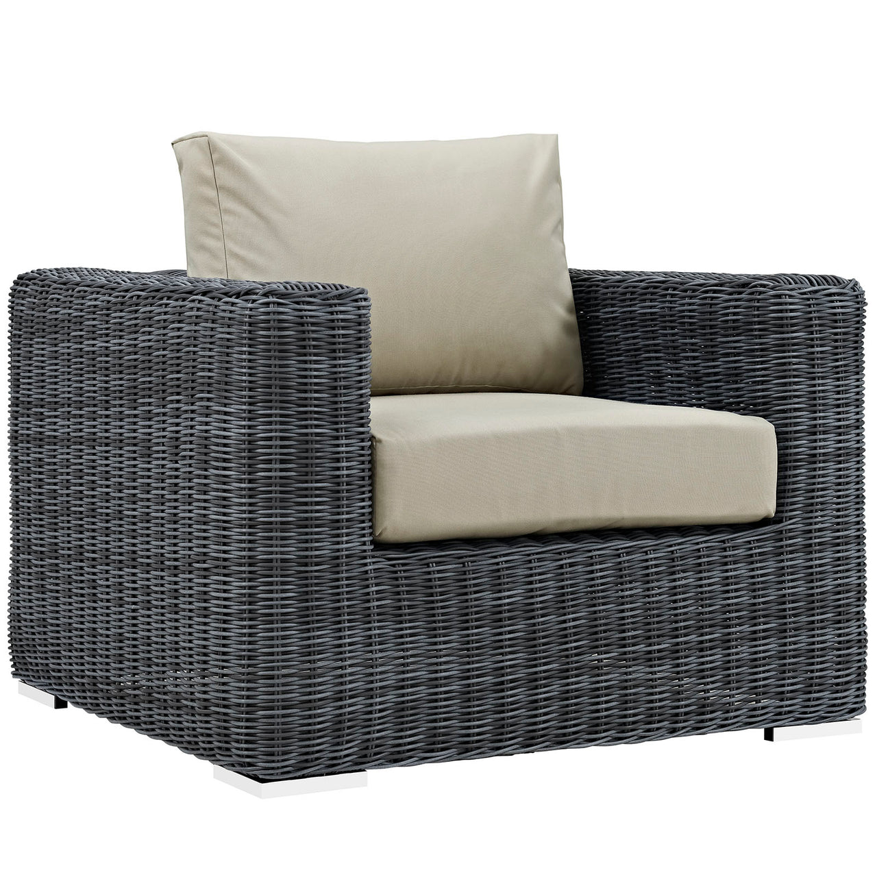 Summon 3 Piece Outdoor Patio Sunbrella® Sectional Set, Canvas Antique Beige