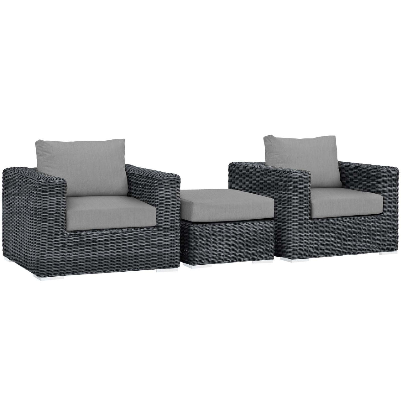Invocation 3-Piece Alfresco Sunbrella® Sectional Set, Canvas Gray