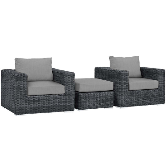 Invocation 3-Piece Alfresco Sunbrella® Sectional Set, Canvas Gray