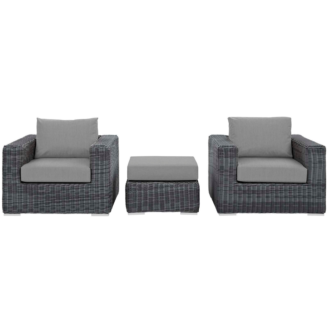 Invocation 3-Piece Alfresco Sunbrella® Sectional Set, Canvas Gray