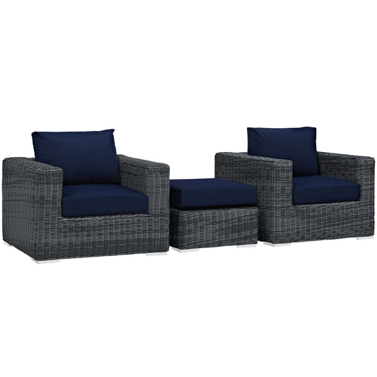Invocation 3-Piece Alfresco Sunbrella® Sectional Set, Canvas Navy