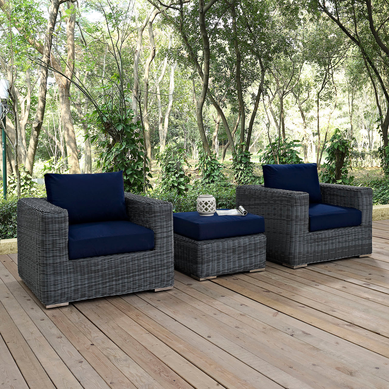 Invocation 3-Piece Alfresco Sunbrella® Sectional Set, Canvas Navy