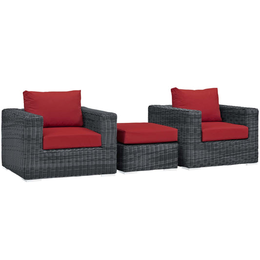 Invocation 3-Piece Alfresco Sunbrella® Sectional Set, Canvas Red