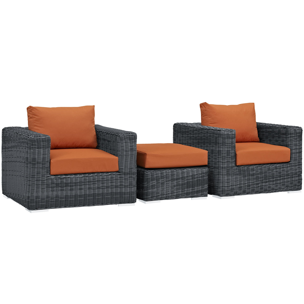 Summon 3 Piece Outdoor Patio Sunbrella® Sectional Set, Canvas Tuscan
