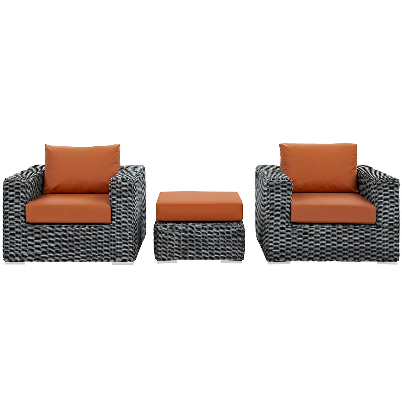 Summon 3 Piece Outdoor Patio Sunbrella® Sectional Set, Canvas Tuscan