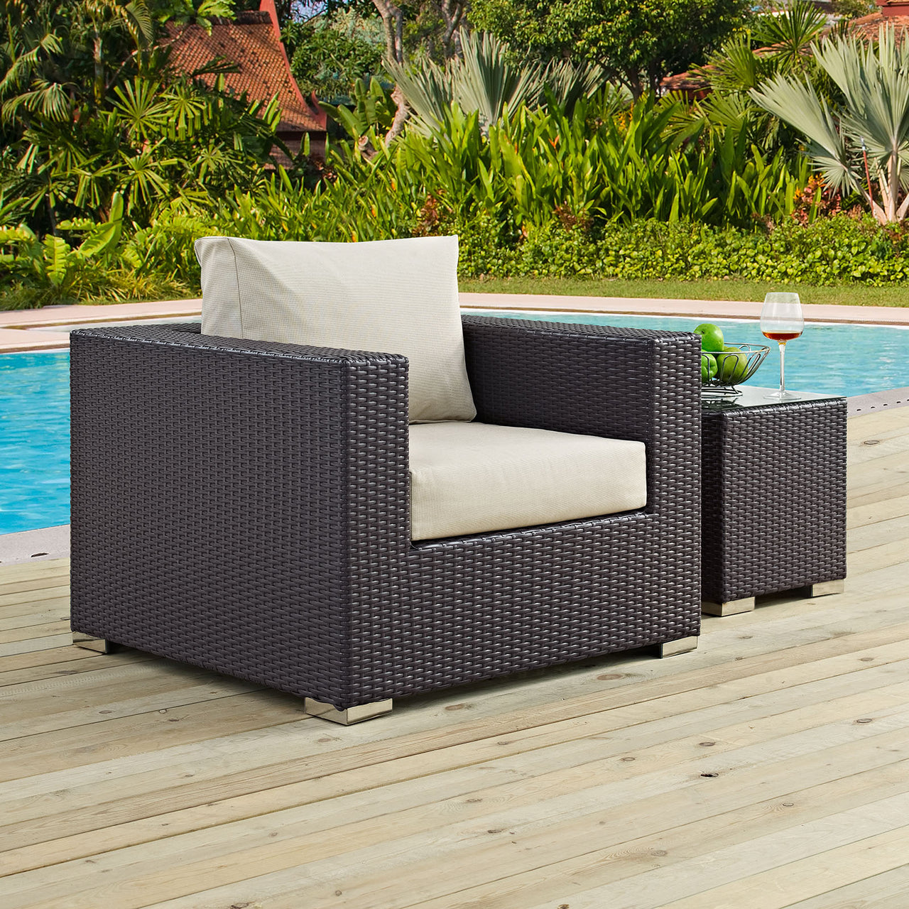 Conversation Alfresco Armchair, Espresso & Beige