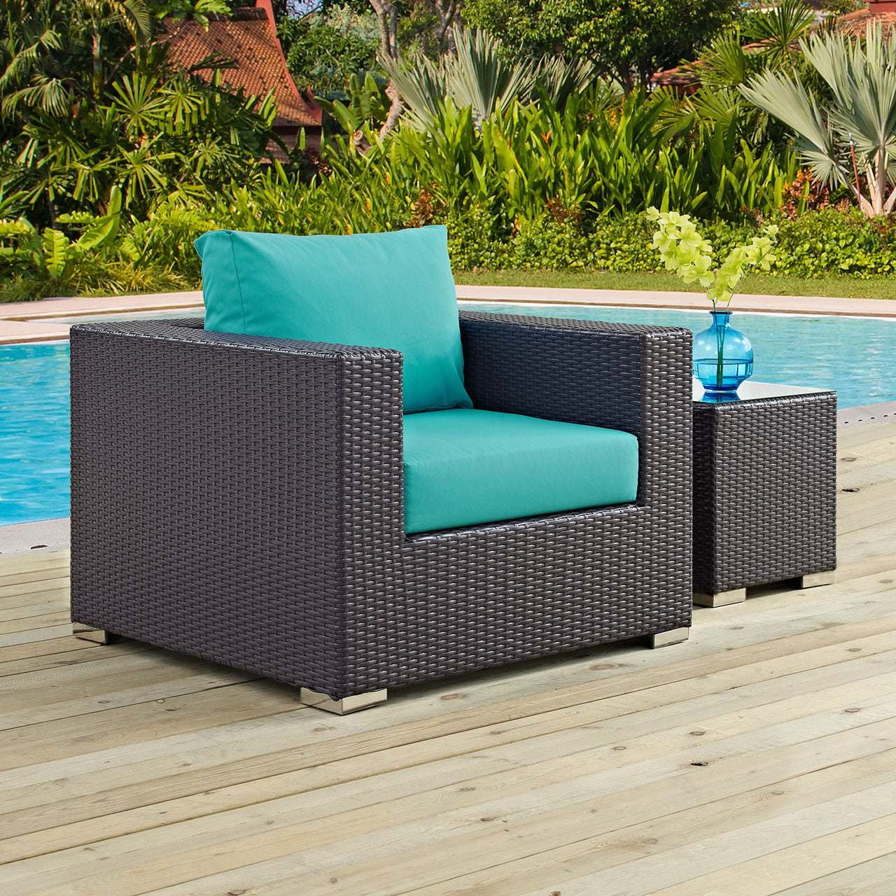 Conversation Alfresco Armchair, Espresso & Turquoise