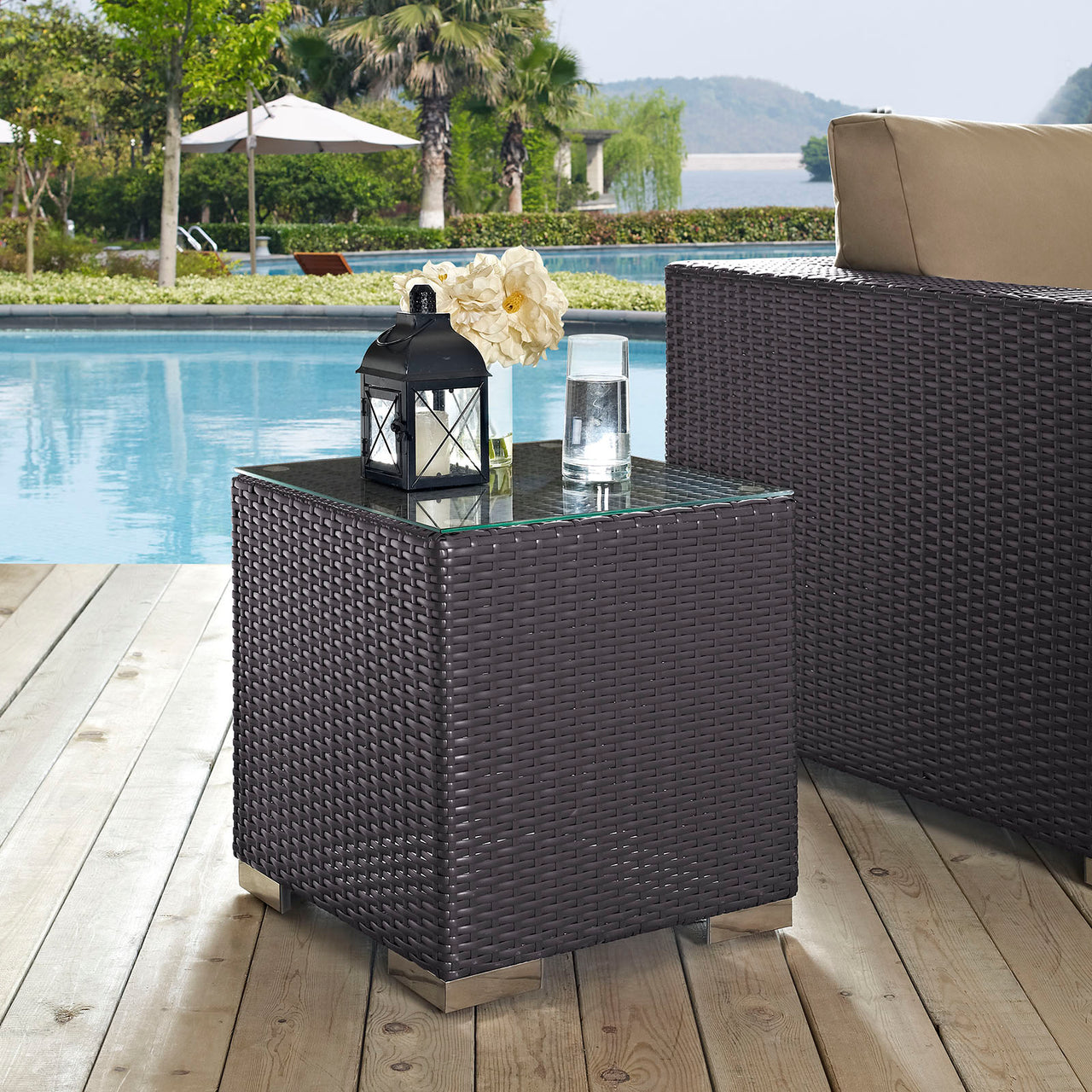 Convene Outdoor Patio Side Table, Espresso