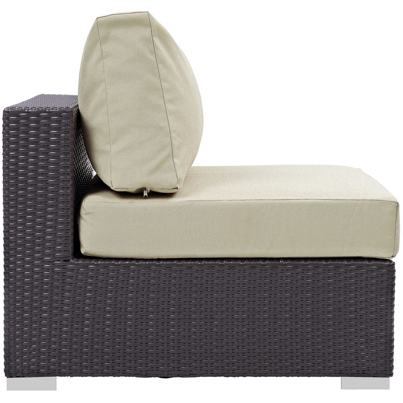 Convene Outdoor Patio Armless Chair | Outdoor Modular Sectional Component, Espresso & Beige