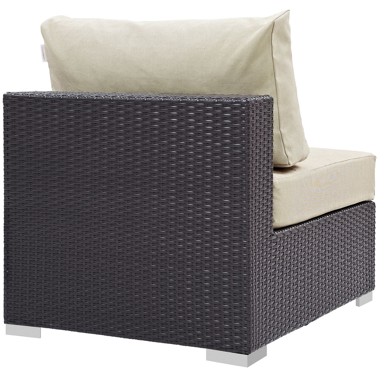 Convene Outdoor Patio Armless Chair | Outdoor Modular Sectional Component, Espresso & Beige