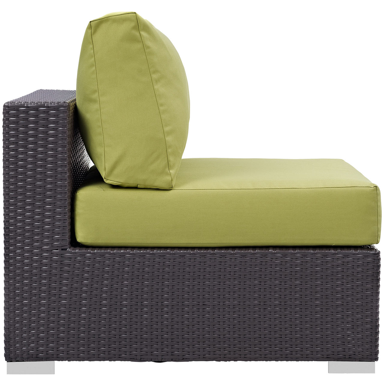 Conversation Alfresco Armless Chair | Outdoor Modular Sectional Component, Espresso & Peridot