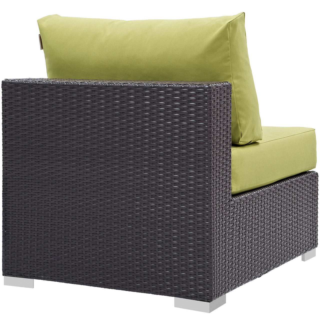 Conversation Alfresco Armless Chair | Outdoor Modular Sectional Component, Espresso & Peridot