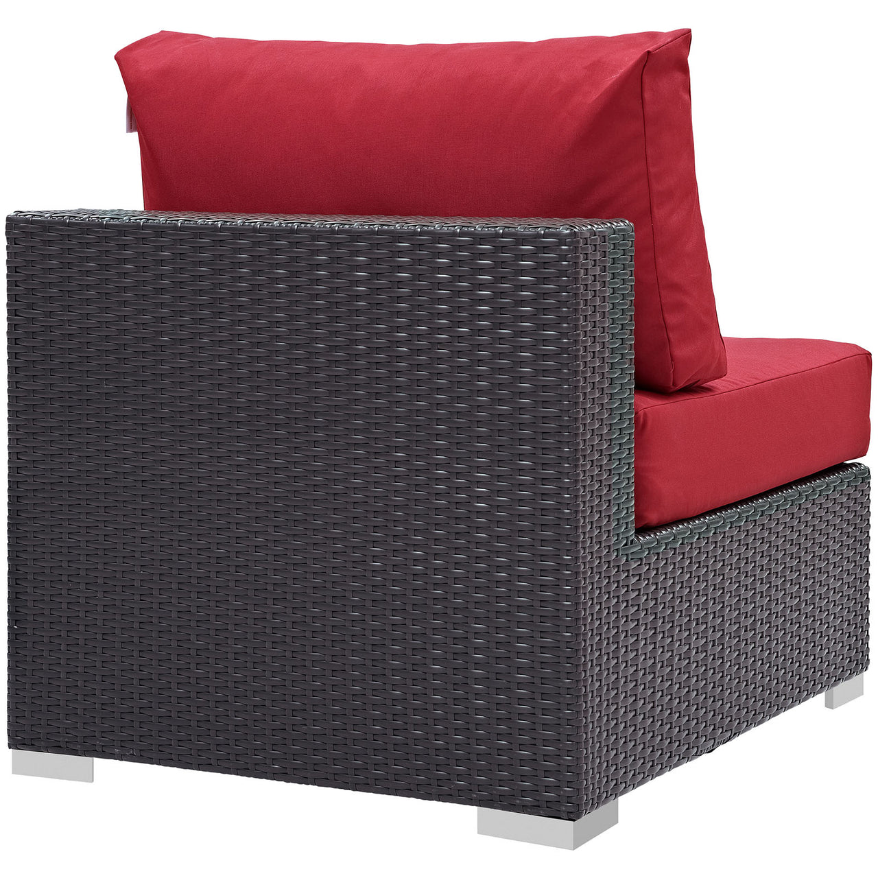 Convene Outdoor Patio Armless Chair | Outdoor Modular Sectional Component, Espresso & Red