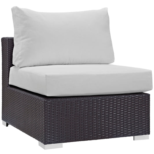 Conversation Alfresco Armless Chair | Outdoor Modular Sectional Component, Espresso & White