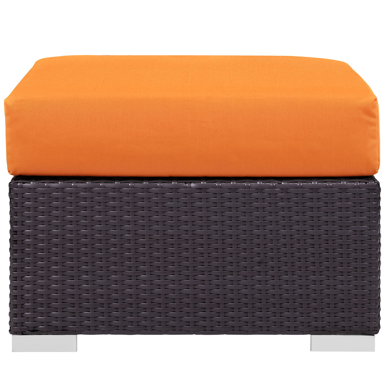 Convene Outdoor Patio Fabric Square Ottoman | Outdoor Modular Sectional Component, Espresso & Orange